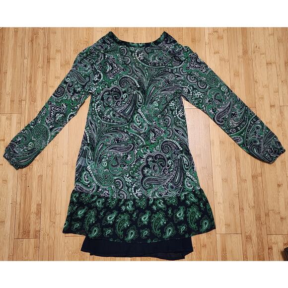 Michael Michael Kors Dress Womens Small Green Paisley Long Sleeve Stretch Party - Picture 8 of 8